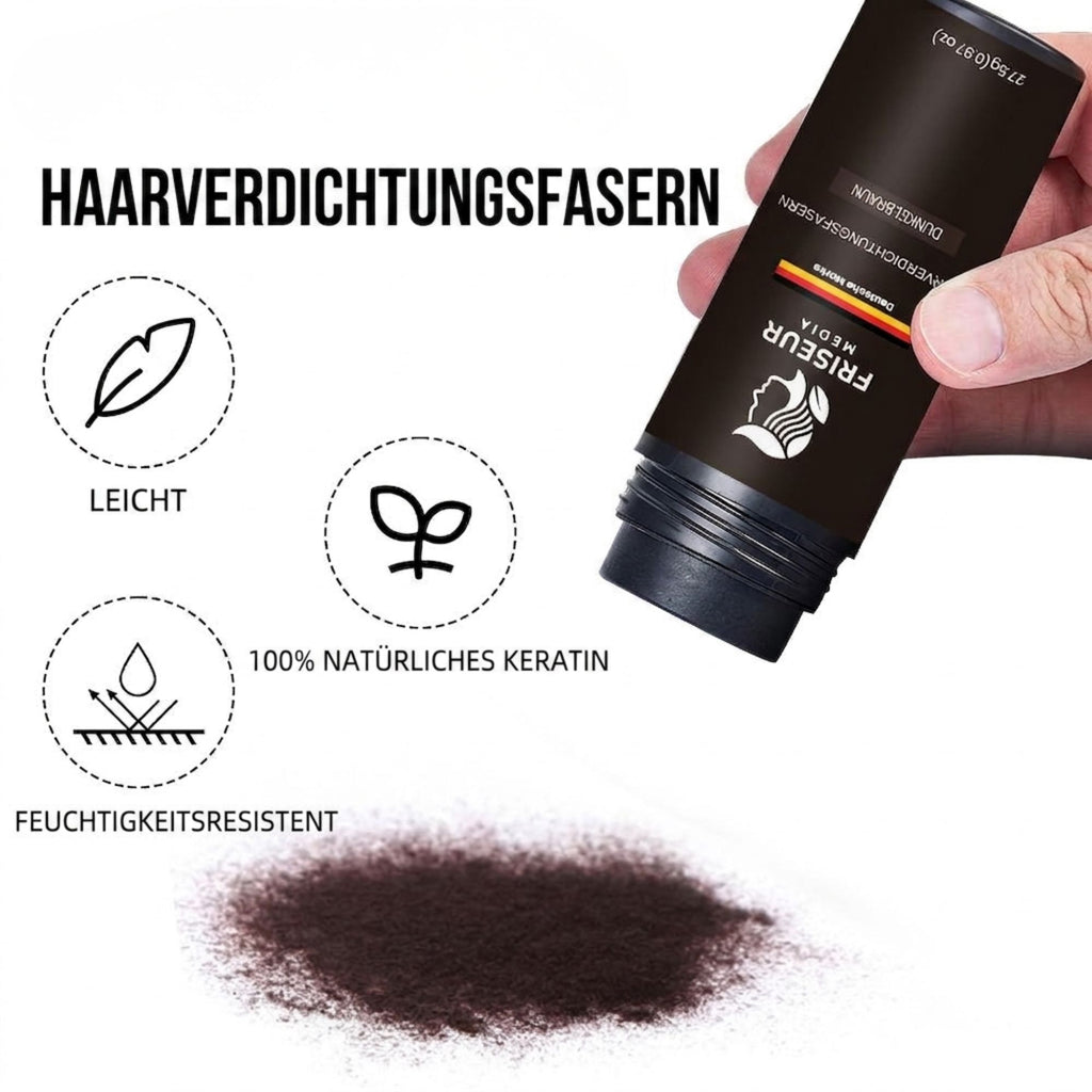 FriseurMedia Streuhaar zur Haarverdichtung & vollem Haar in Sekunden – 3-in-1 Komplett-Set