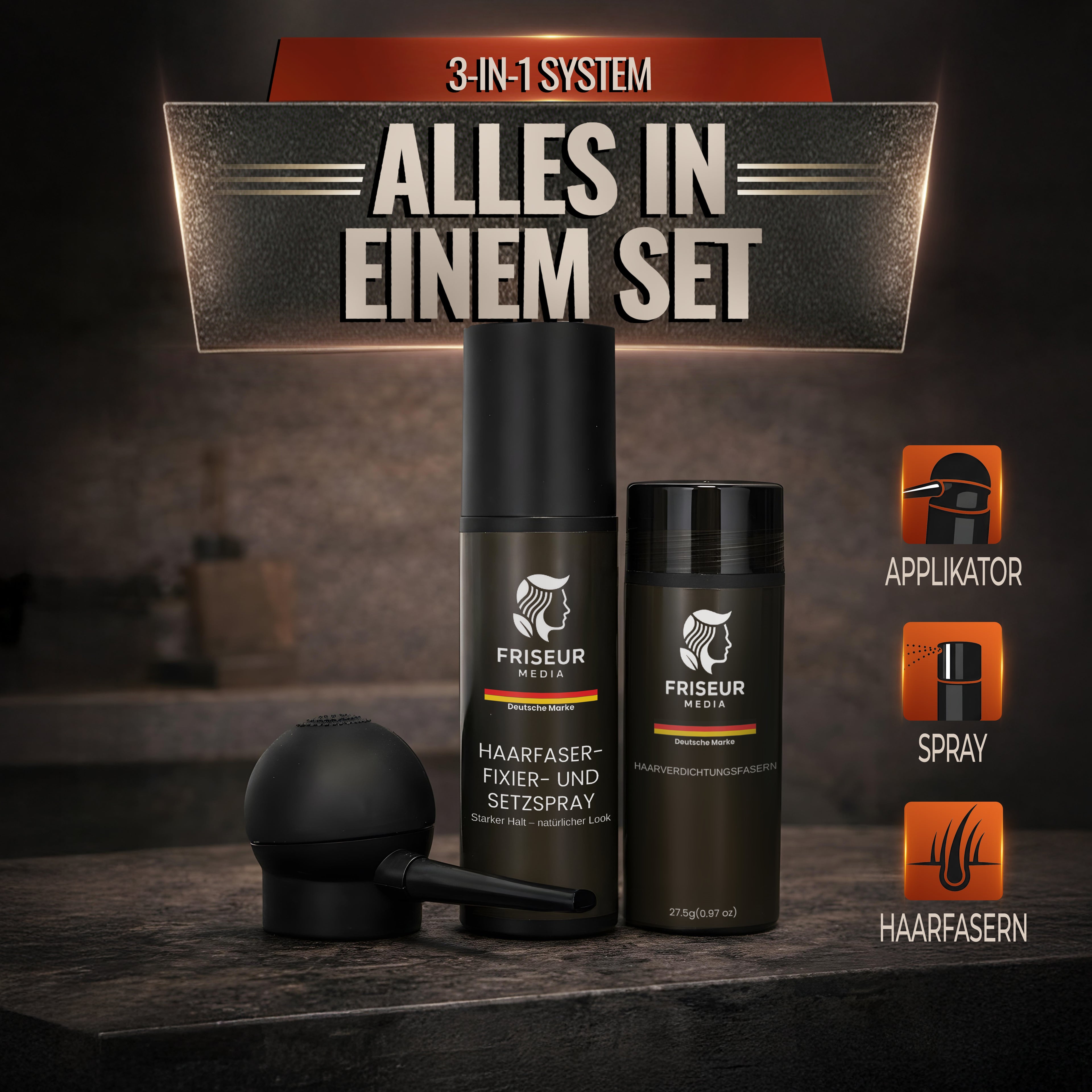 FriseurMedia 3-in-1 Haarverdichtungs-Set